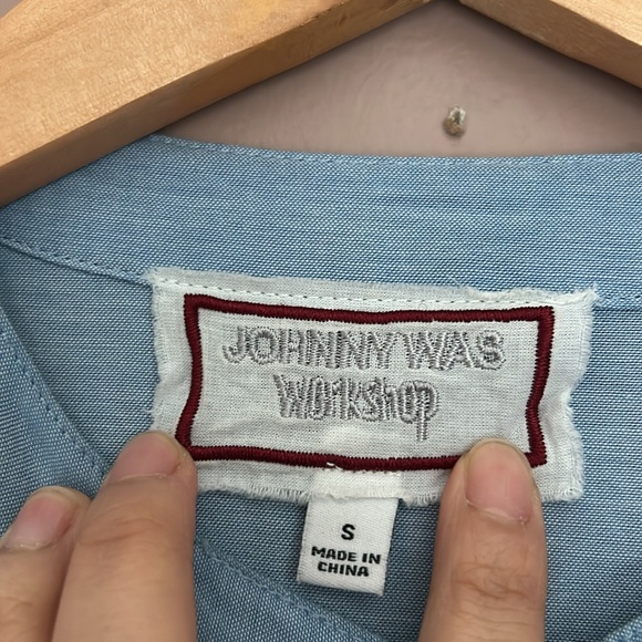 Johnny Was Camellia Midi Dress Cotton Blue Embroidered Size Small - Picture 5 of 10